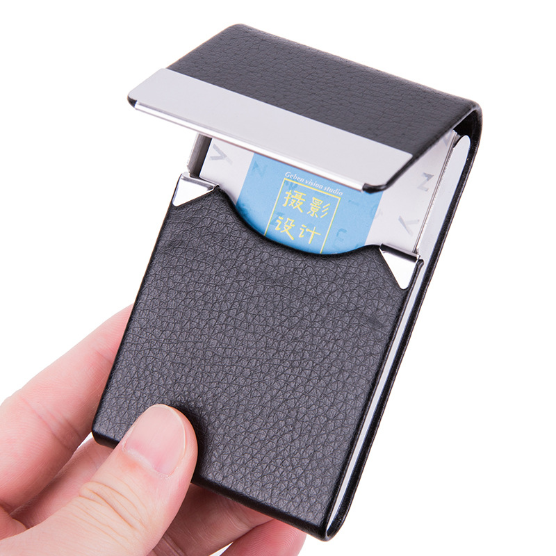 Card Holder Slim Case - 1-delige visitekaartjeshouder voor heren, slank PU-leer,