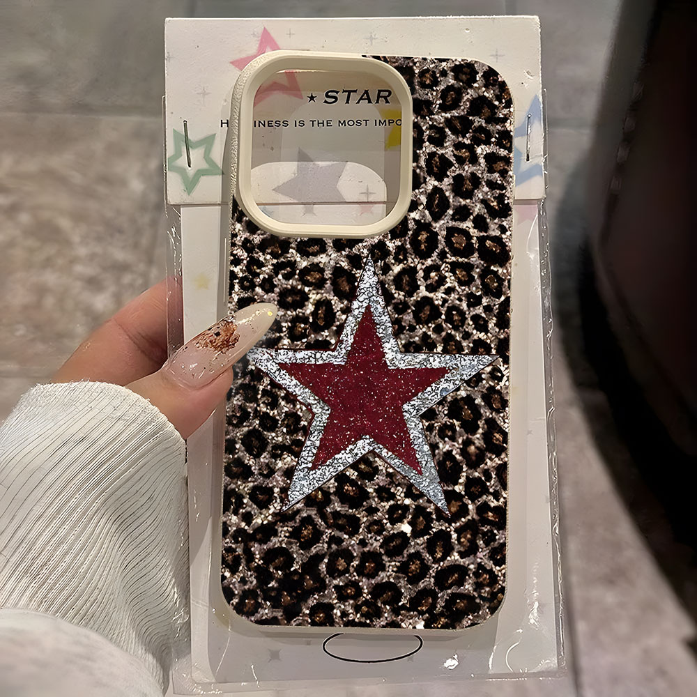 Phone Cases Arc - Leoprint en glitter ster lychee zachte