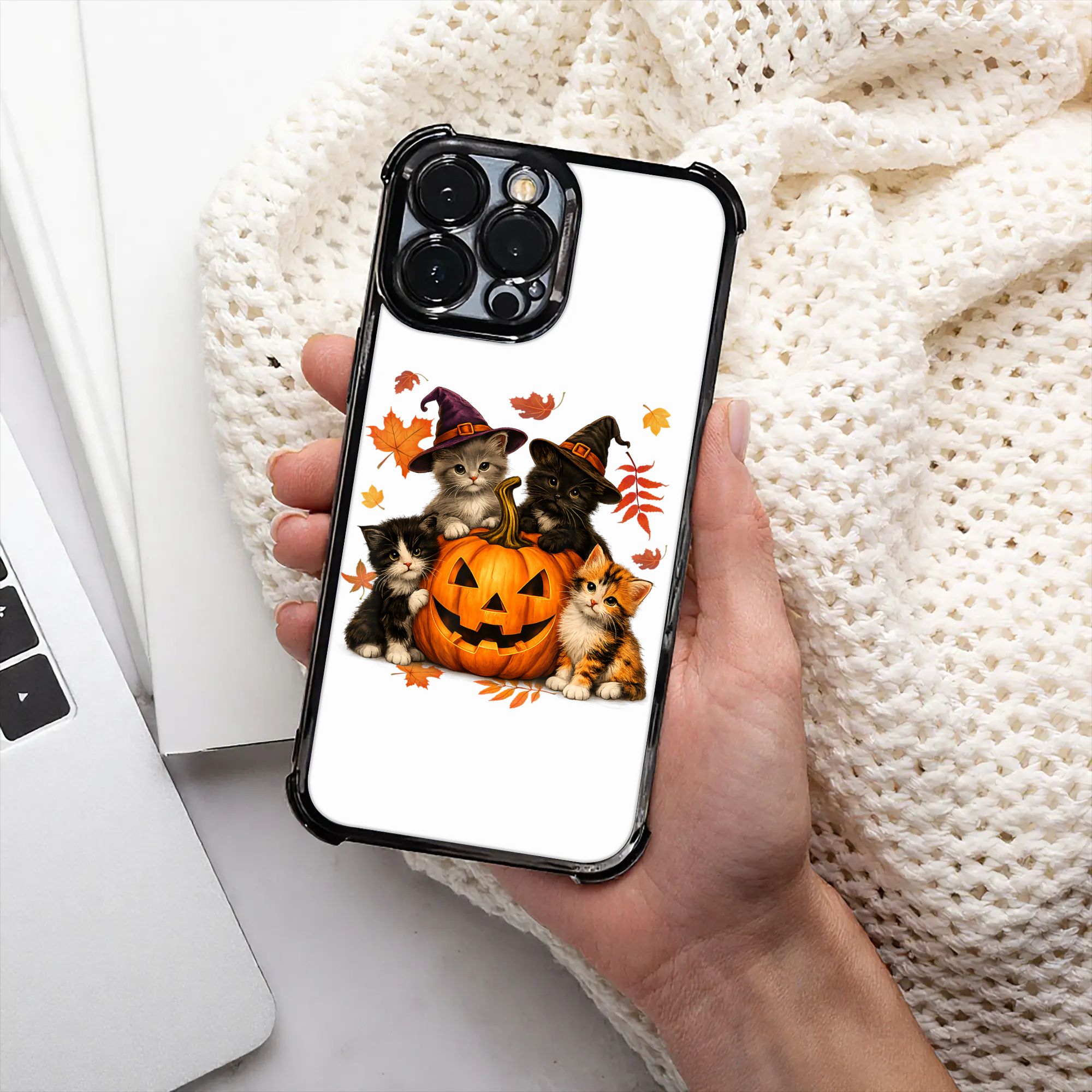 Phone Cases Kids - Halloween Schattige Katten Pompoen Spookse Seizoen