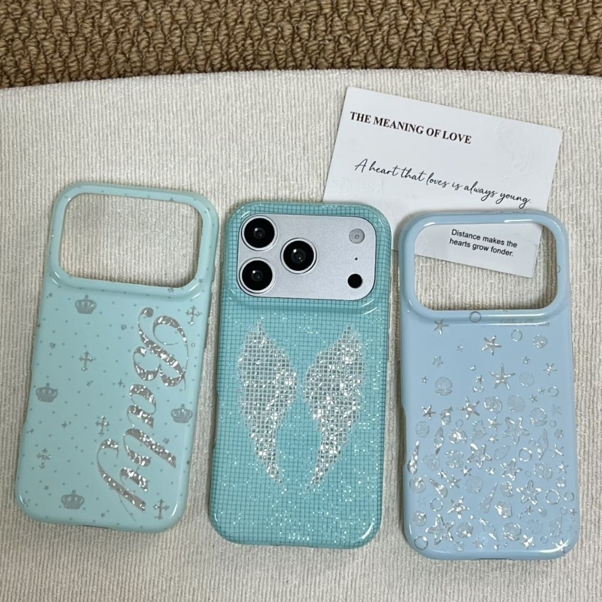 Phone Cases For Iphone 11 - Koreaanse Mintkleurige Engelse Kruis Engelenvleugels Telefoonhoesje