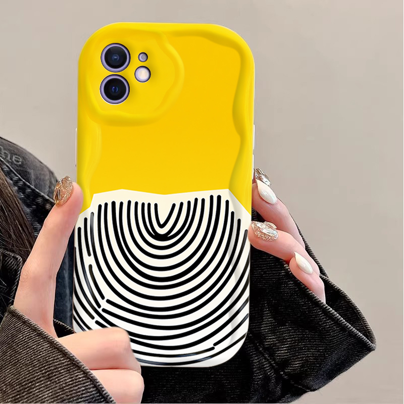 Zwart boogpatroon op gele acht - Phone Cases Arc recensie en prijs